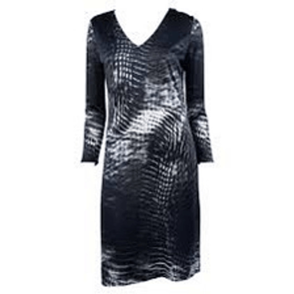 Gucci X Tom Ford Vintage S/S 2000 Abstract Print Long Sleeve V Neck Dress SZ 42 - Picture 1 of 10